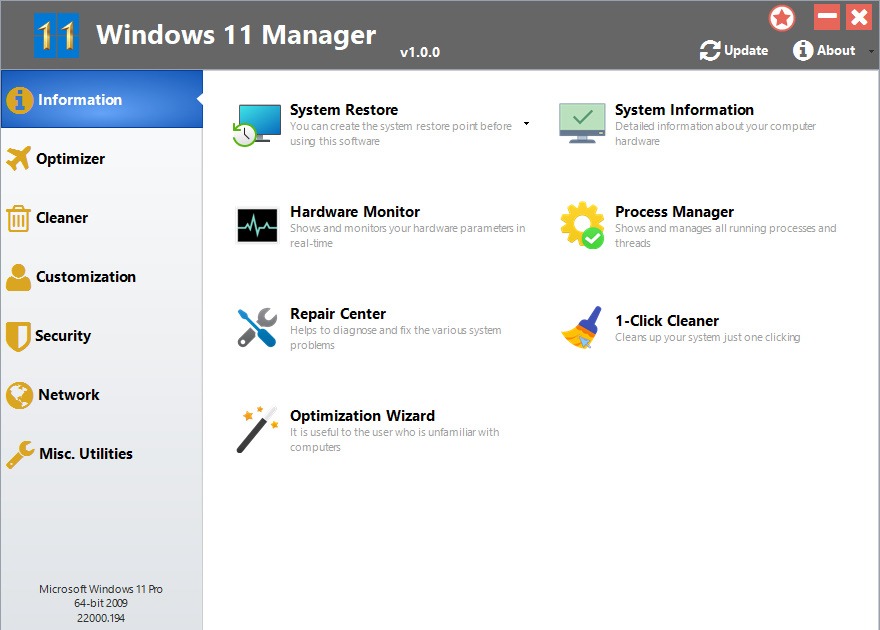 ดาวน์โหลด Windows 11 Manager Free Download