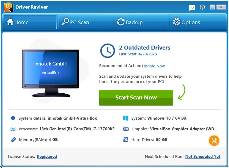 ReviverSoft Driver Reviver Main Screenshot
