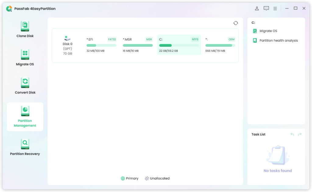PassFab 4EasyPartition Screenshot