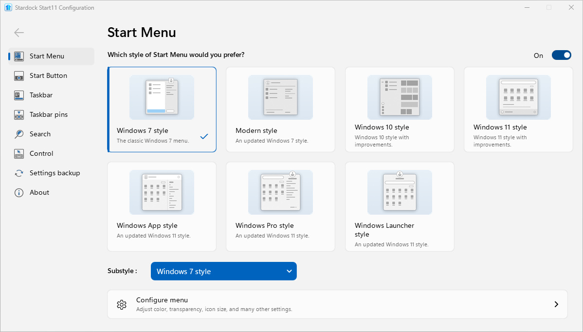 Stardock Start11 Screenshot