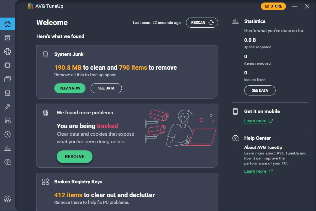 AVG PC TuneUp Main