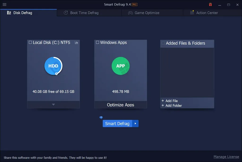 IObit Smart Defrag Pro Main