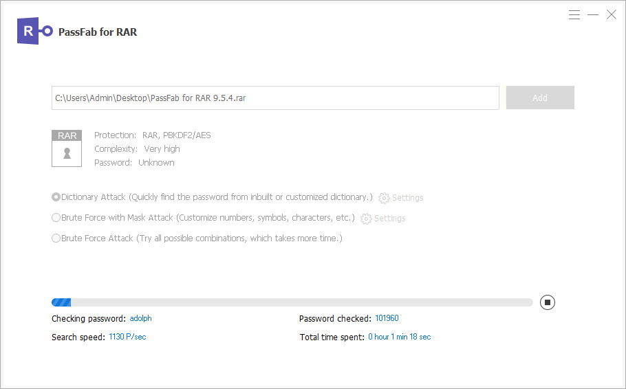 PassFab for RAR Screenshot