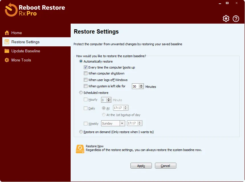 Reboot Restore Rx Pro Setting