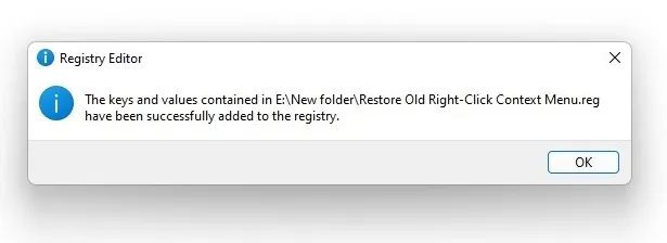 Restore Old Context Menu Windows 11 3