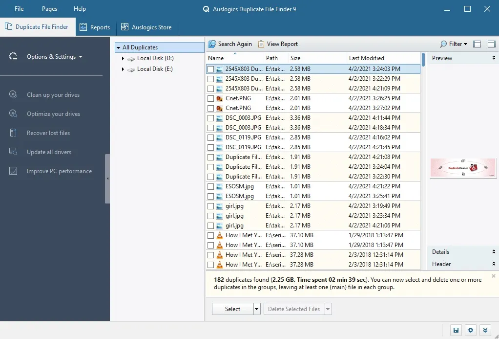 auslogics duplicate file finder