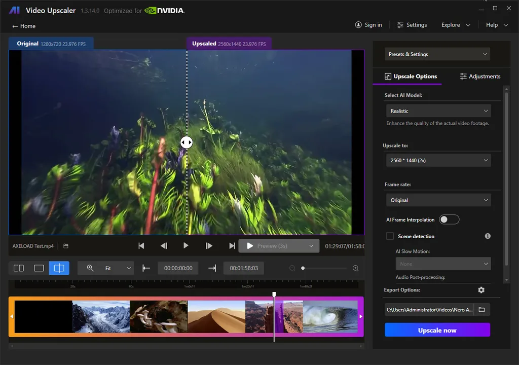Nero AI Video Upscaler Pro Screenshot