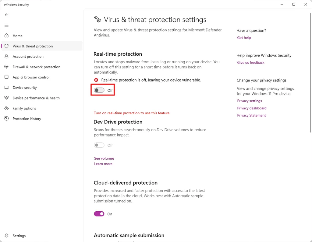 Temporarily Disable Windows Security 4