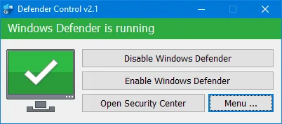 windows defender is running Screenshot