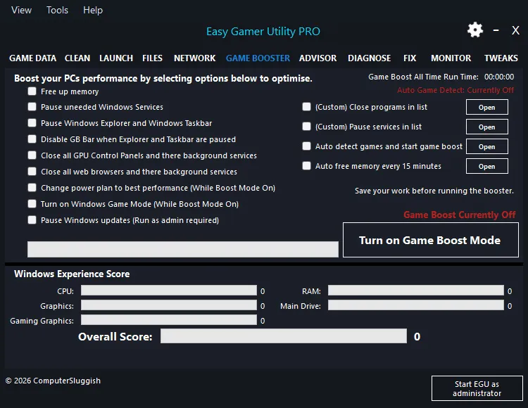 Easy Gamer Utility Pro 2 Screenshot