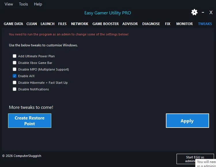 Easy Gamer Utility Pro 3 Screenshot