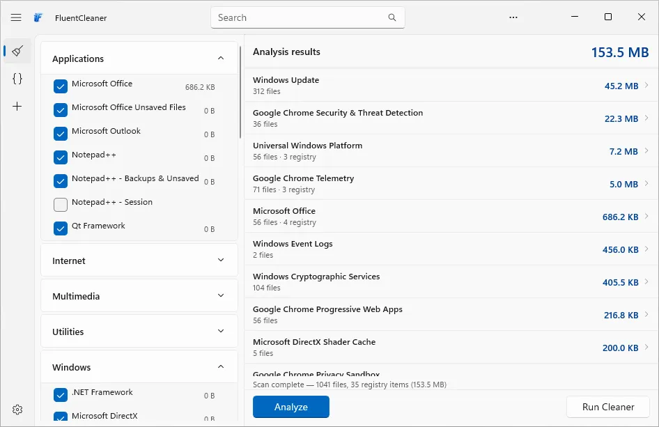 FluentCleaner Screenshot