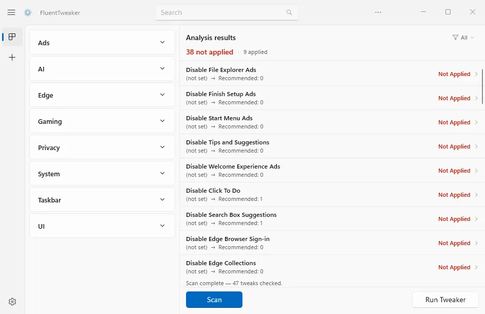 FluentTweaker Screenshot