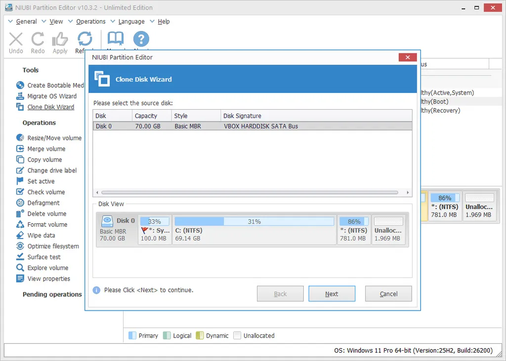NIUBI Partition Editor 2 Screenshot