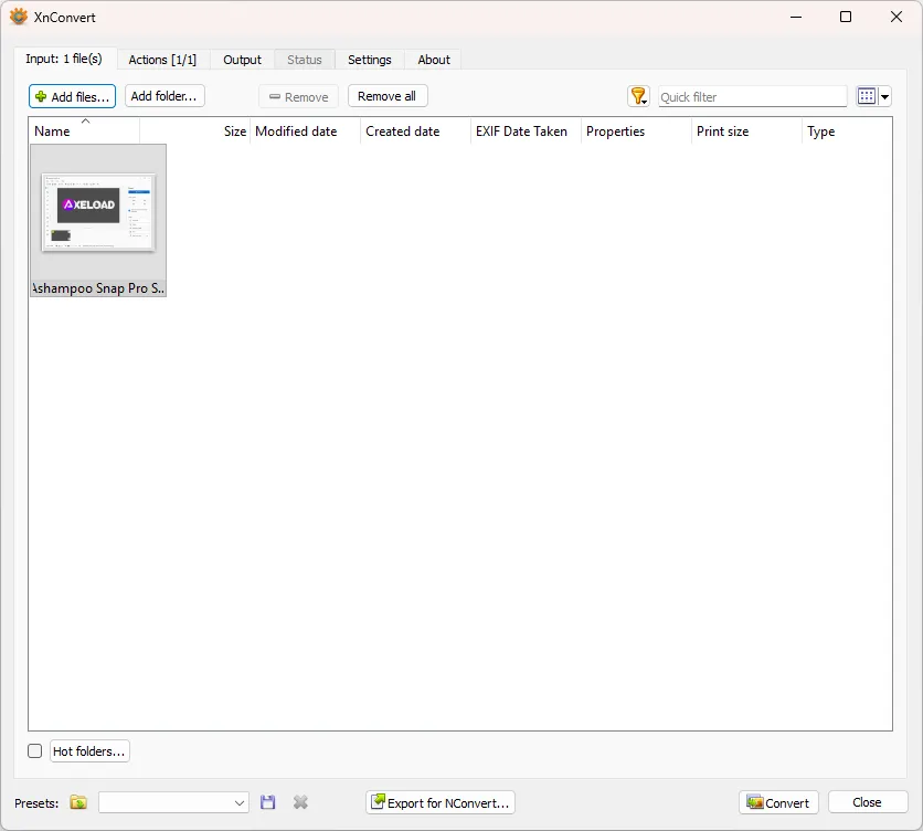 XnConvert Screenshot