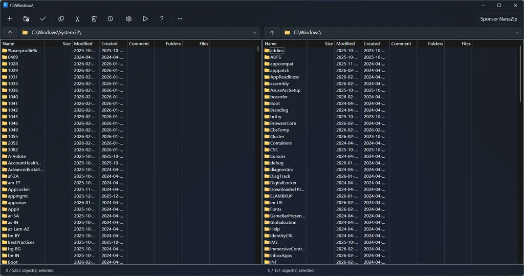 NanaZip Dark Mode Screenshot