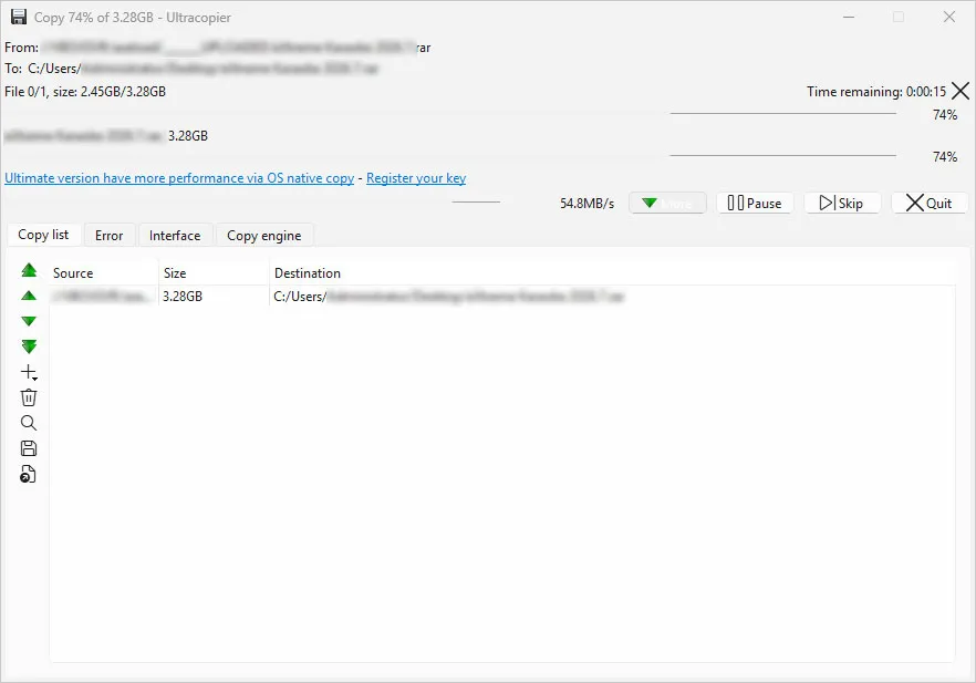 UltraCopier Screenshot